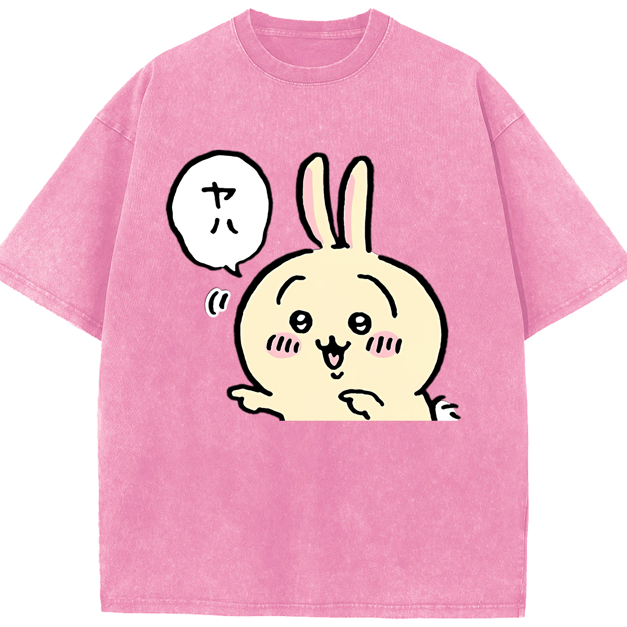 （画像用） ちいかわ うさぎ Chii-kawa usagi 綿100% ヴィンテージ風 半袖Tシャツ（フロントプリント）